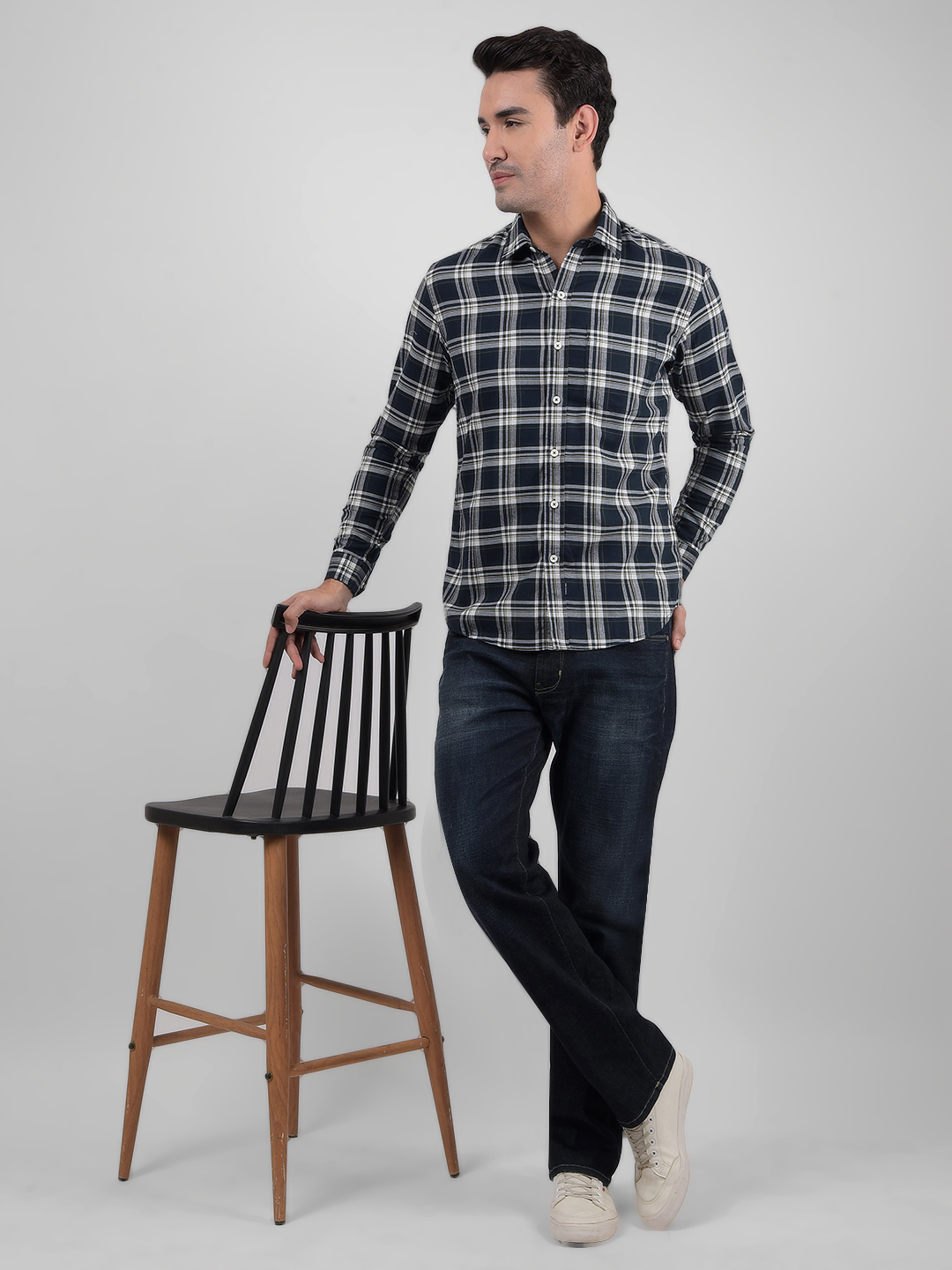 Numero Uno Men Checkered Blue Shirt